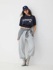 London Heart Graphic Collar Button Top
