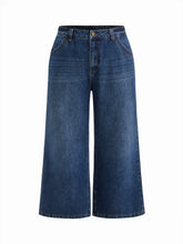 Cider Denim Mid Rise Washed Straight Leg Jeans Curve & Plus