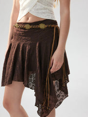 ENGRAVED OVAL & BEADED DECOR LACE-UP WAIST BELT