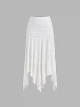 Cotton-blend Mid Rise Floral Asymmetrical Hem Midi Skirt
