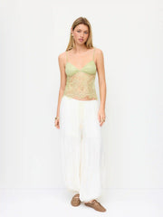 Lace Sweetheart Neck See-through Slim Cami Top