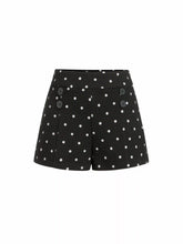 Cotton-blend Mid Rise Polka Dot Button Front Micro Shorts