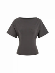 Cotton-blend Boat Neck Short Sleeve Tee
