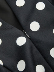 Boat Neck Knotted Polka Dot Backless Mini Dress