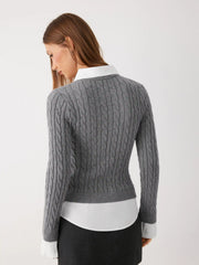 Cable Knit Two Tone Cardigan