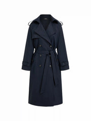 Collar Long Sleeve Double Breasted Trench Coat With Belt
