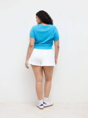 Knit Contrasting Binding Short Sleeve Tee