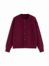 Knit Round Neckline Button Thick Cardigan