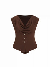 Cowl Neck Ruched Metal Detail Top Curve & Plus