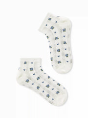 2 PAIRS FLOWER PATTERN ANKLE SOCKS