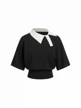 Knit Colorblock Oversized Short Sleeve Top