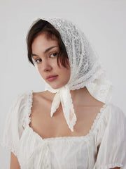 FLORAL LACE SQUARE HEADSCARF