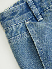 Denim Mid Rise A-line Maxi Skirt