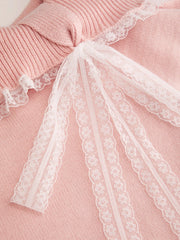 Knit Off-Shoulder Lace Trim Short Sleeve Top