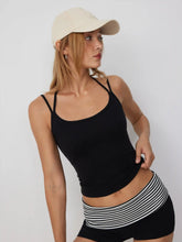Cotton-blend Halter Neck Double Strap Cami Top
