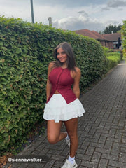 Cotton-blend Mid Rise Broderie Anglaise Layered Mini Skirt