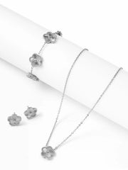 3PCS FLOWER EARRINGS & BRACELET & NECKLACE SET