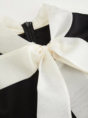 Stand Collar Bowknot Aline Mini Dress Curve & Plus
