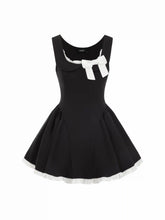 Cotton-blend Peter Pan Collar Bowknot Ruffled A-line Mini Dress