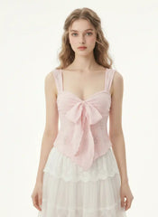 Lace Sweetheart Bowknot Tank Top