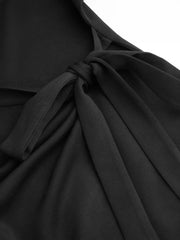 Round Neckline Knotted Wrap Mini Dress