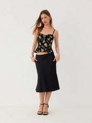Jacquard Floral Sweetheart Cami Top