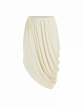 Draped Asymmetrical Bubble Hem Low Rise Midi Skirt
