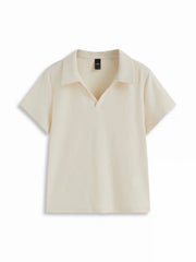 Cotton-blend Polo Collar Short Sleeve Tee