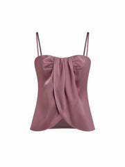 Satin Draped Sweetheart Cami Crop Top