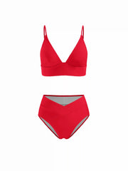 Shaping V-neck Solid Jersey Bikini Swimsuit