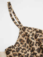 Leopard Sweetheart Lace Trim Cami Layered Midi Dress Curve & Plus