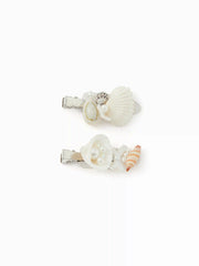 2PCS SHELL & FAUX PEARL HAIR CLIP SET