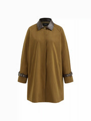 Cotton Collar Split Buckle Sleeve Oversized Trench Coat