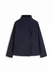 Wool-look High Neck Double Breasted Oversized Jacket