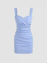 Square Neck Solid Ruched Mini Dress