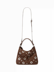 FAUX SUEDE STUDDED SHOULDER BAG & CROSSBODY BAG
