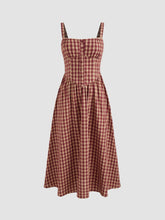 Cotton-blend Square Neck Gingham Maxi Dress