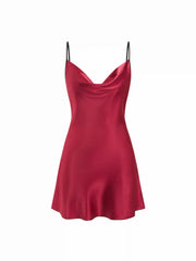 Satin Cowl Neck Butterfly Backless Mini Nightdress