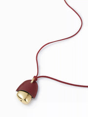 FAUX LEATHER METAL PENDANT NECKLACE
