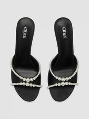 FAUX PEARL SATIN HEELS