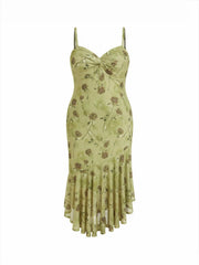 Mesh Floral Sweetheart Asymmetrical Hem Mermaid Maxi Dress Curve & Plus