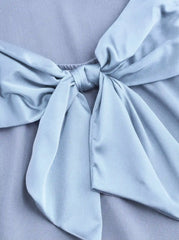 Scoop Neckline Solid Bowknot Backless Maxi Dress