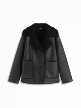 Faux Shearling Collar Button Long Sleeve Oversized Jacket