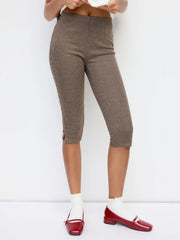 Houndstooth Mid Rise Capri Pants