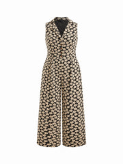 Collar Floral Wide Leg Jumpsuit Curve & Plus
