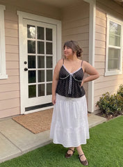 V-neck Polka Dot Contrasting Binding Cami Top Curve & Plus