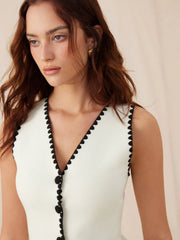 Knit Button Up V-neck Vest