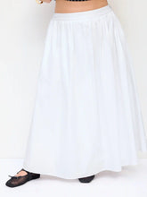 Cotton-blend Mid Rise Solid Ruffle Maxi Skirt Curve & Plus