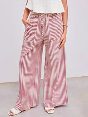 Seersucker & Striped Wide Leg Pant