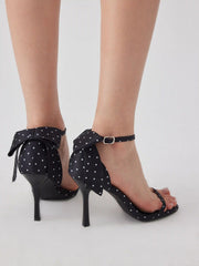 BOWKNOT & POLKA DOT HEELED SANDALS